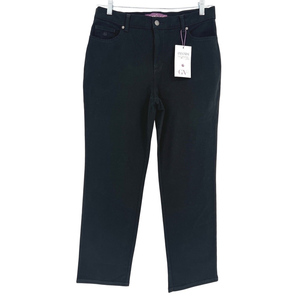 Gloria Vanderbilt Amanda Jeans Womens 12S Black‎ Slimming Straight Leg